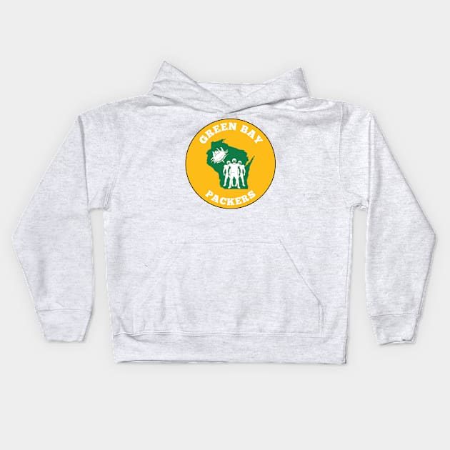 Vintage Green Bay Packers Football Kids Hoodie by TeeStory